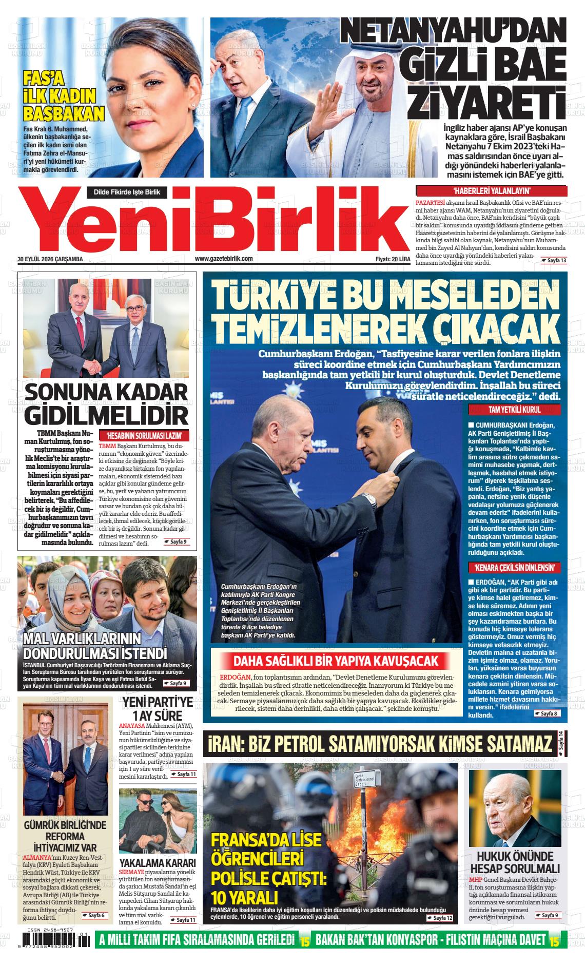 Yeni birlik gazetesi ilk sayfası