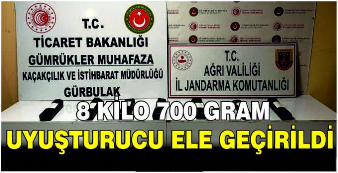 8 kilo 700 gram uyuşturucu ele geçirildi