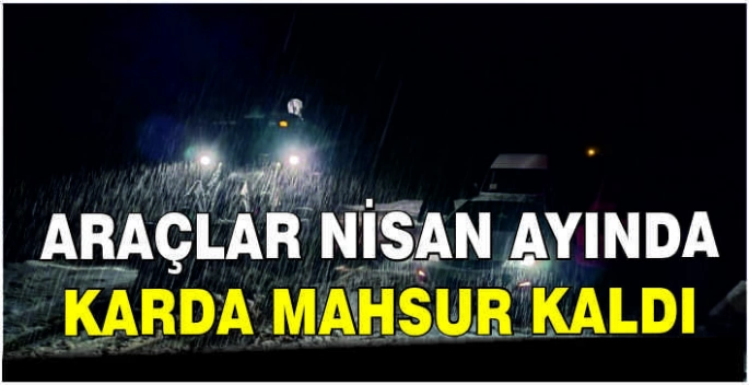 Araçlar nisan ayında karda mahsur kaldı