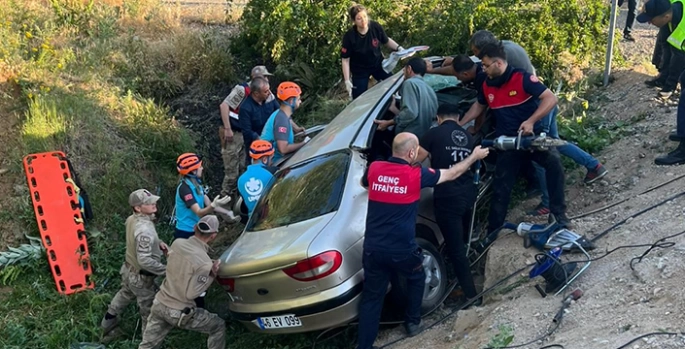 Bingöl'de şarampole devrilen otomobildeki 3 kişi yaralandı