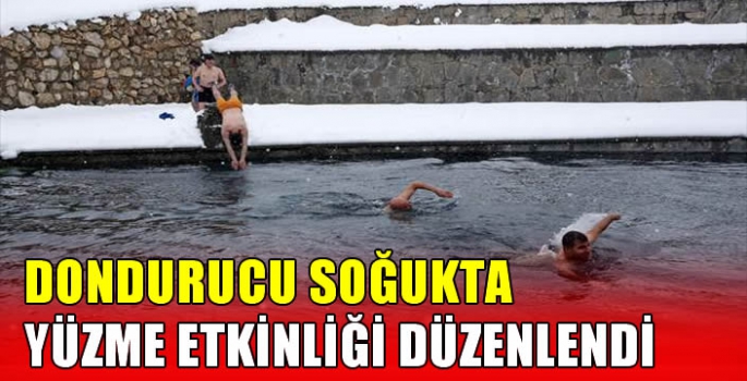 Dondurucu soğukta yüzme etkinliği düzenlendi