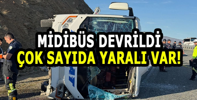 Elazığ'da midibüsün devrildiği kazada 22 kişi yaralandı
