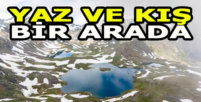 Erzurum'da 3 bin 200 rakımdaki Yedigöller'de kar ve yaz bir arada