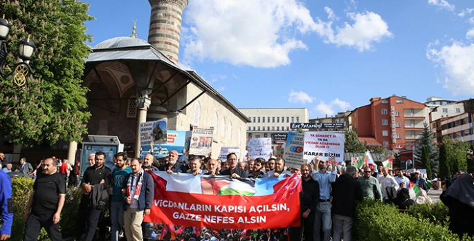 Erzurum'da Gazze'ye destek yürüyüşü yapıldı