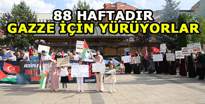 Erzurum'da sağlık çalışanları 88 haftadır Gazze için yürüyor