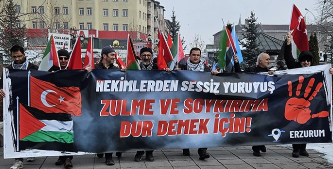Erzurum'da sağlık çalışanları Gazze için 