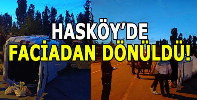 Hasköy’de faciadan dönüldü: Araç şarampole devrildi!