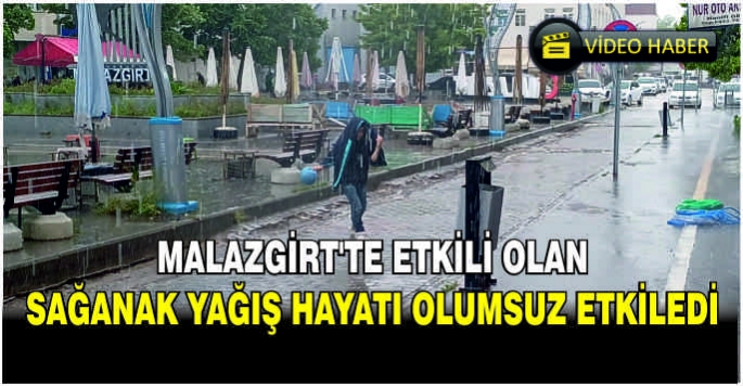 Malazgirt'te etkili olan sağanak yağış hayatı olumsuz etkiledi