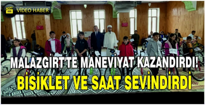 Malazgirt’te maneviyat kazandırdı! Bisiklet ve saat sevindirdi