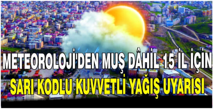 Meteoroloji'den Muş dâhil 15 il için sarı kodlu kuvvetli yağış uyarısı