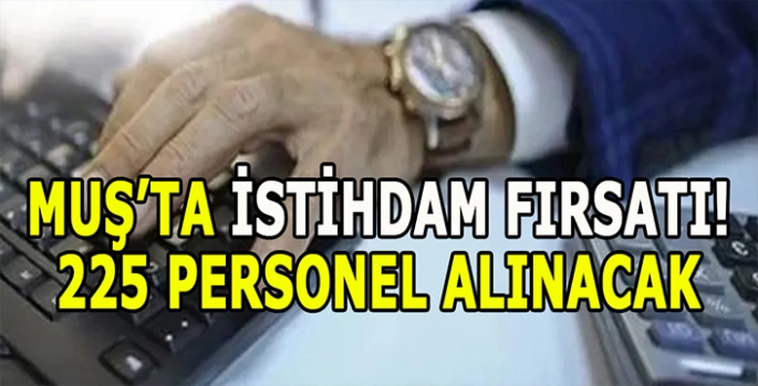 Muş'ta dev istihdam: 225 Personel alınacak!
