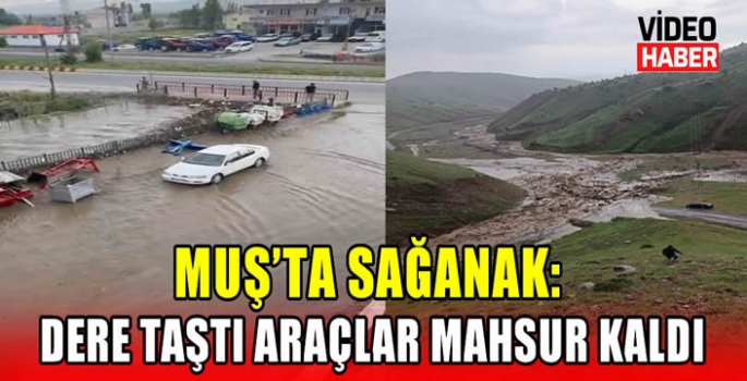 Muş’ta sağanak: Dere taştı araçlar mahsur kaldı