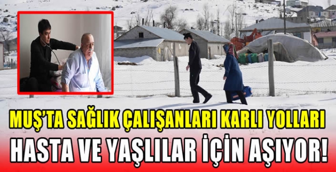 Muş'ta sağlık çalışanları karlı yolları hasta ve yaşlılar için aşıyor! 