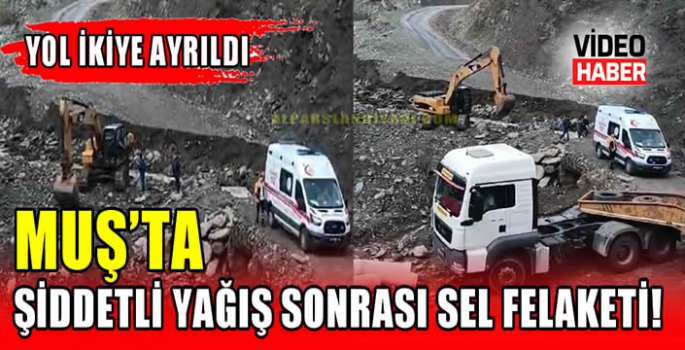 Muş’ta şiddetli yağış sonrası sel felaketi! Yol ikiye ayrıldı