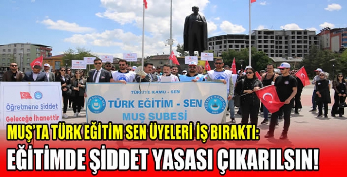Muş’ta Türk Eğitim Sen üyeleri iş bıraktı: Eğitimde şiddet yasası çıkarılsın!
