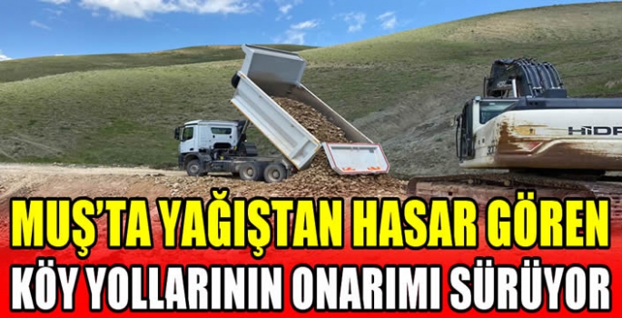 Muş’ta yağıştan hasar gören köy yollarının onarımı sürüyor