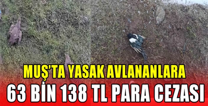 Muş’ta yasak avlananlara 63 bin 138 TL para cezası