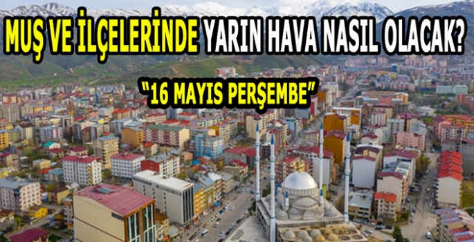 Muş ve ilçelerinde yarın (16 Mayıs Perşembe) hava nasıl olacak?