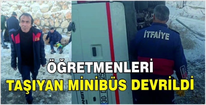 Öğretmenleri taşıyan minibüs devrildi