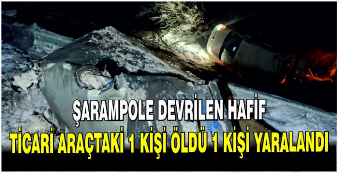 Şarampole devrilen hafif ticari araçtaki 1 kişi öldü 1 kişi yaralandı
