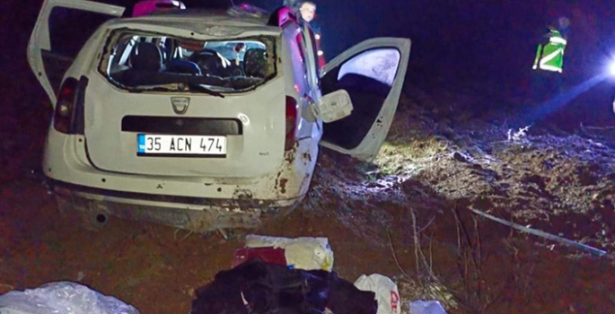 Şarampole devrilen otomobildeki 2 kişi yaralandı