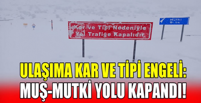 Ulaşıma kar ve tipi engeli: Muş-Mutki yolu kapandı!