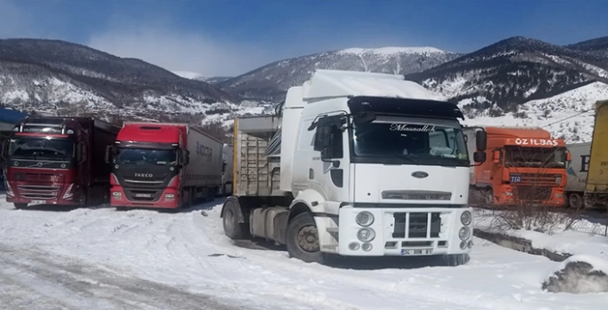 Ulaşımın normale döndüğü Türkgözü-Posof-Damal yolunda tır geçişleri başladı